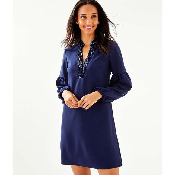 Lilly Pulitzer Dress Womens Size 00 NEW Navy Blue Stretch Mini Coastal Vacation - Picture 1 of 12